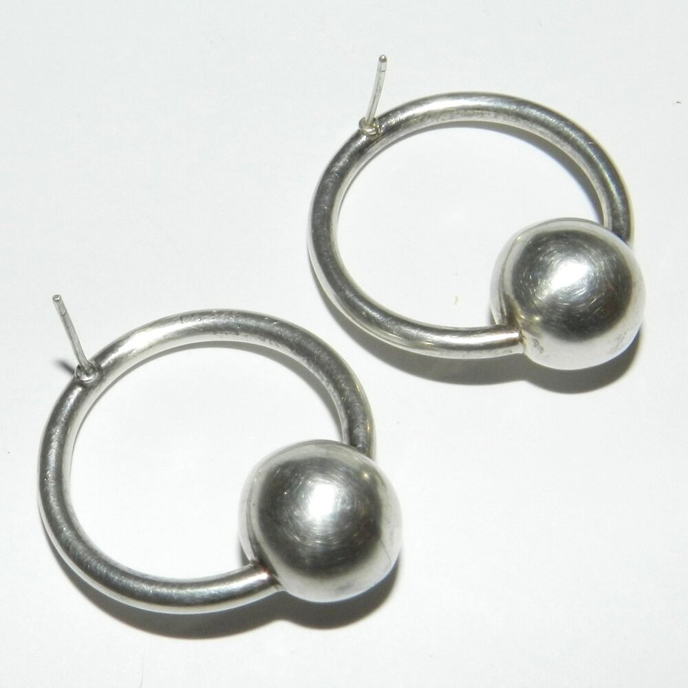 Vintage Women's 925 Eterling Earrings KM Hoops